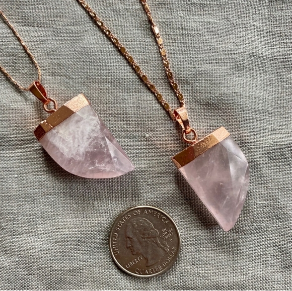 🥳HP🥳 18K Rose Gold Rose Quartz Boho Necklace - Picture 4 of 8